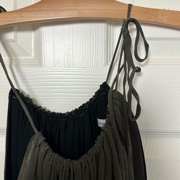 Objects Without Meaning Hi-Neck Halter Dress Gathered Green Lagenlook sz Medium - Picture 9 of 16